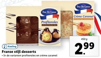 Aanbiedingen Franse stijl desserts - Duc De Coeur - Geldig van 11/09/2023 tot 17/09/2023 bij Lidl