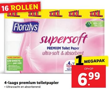 Aanbiedingen 4-laags premium toiletpapier - Floralys - Geldig van 11/09/2023 tot 17/09/2023 bij Lidl