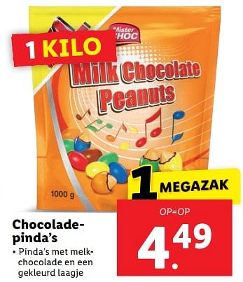 Aanbiedingen Chocoladepinda’s - Mister Choc - Geldig van 11/09/2023 tot 17/09/2023 bij Lidl