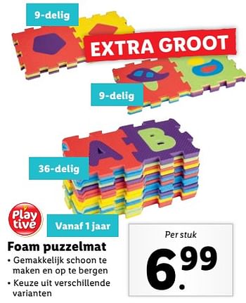 Aanbiedingen Foam puzzelmat - Playtive - Geldig van 11/09/2023 tot 17/09/2023 bij Lidl