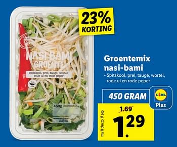 Aanbiedingen Groentemix nasi-bami - Huismerk - Lidl - Geldig van 11/09/2023 tot 17/09/2023 bij Lidl