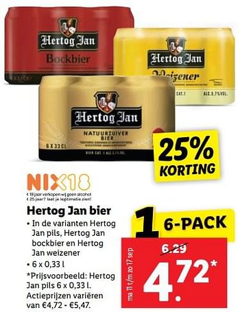 Aanbiedingen Hertog jan bier - Hertog Jan - Geldig van 11/09/2023 tot 17/09/2023 bij Lidl