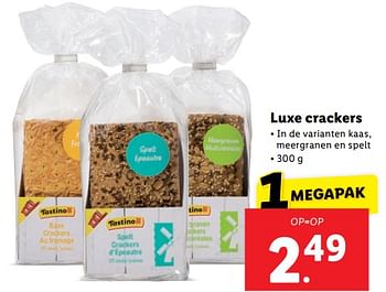 Aanbiedingen Luxe crackers - Tastino - Geldig van 11/09/2023 tot 17/09/2023 bij Lidl