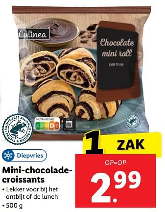Aanbiedingen Mini-chocoladecroissants - Culinea - Geldig van 11/09/2023 tot 17/09/2023 bij Lidl