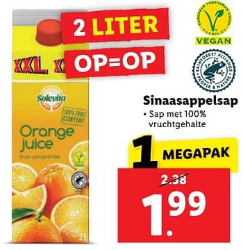 Aanbiedingen Sinaasappelsap - Solevita - Geldig van 11/09/2023 tot 17/09/2023 bij Lidl