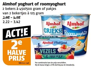 Aanbiedingen Almhof yoghurt of roomyoghurt - Almhof - Geldig van 11/09/2023 tot 17/09/2023 bij Poiesz