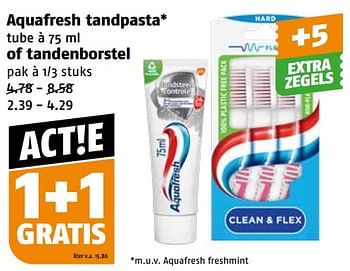Aanbiedingen Aquafresh tandpasta of tandenborstel - Aquafresh - Geldig van 11/09/2023 tot 17/09/2023 bij Poiesz