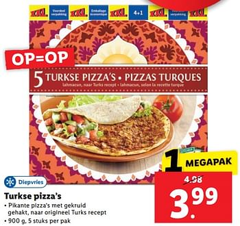 Aanbiedingen Turkse pizza’s - Huismerk - Lidl - Geldig van 11/09/2023 tot 17/09/2023 bij Lidl
