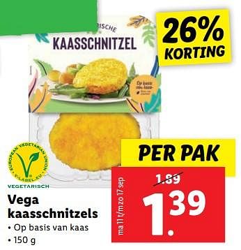 Aanbiedingen Vega kaasschnitzels - Huismerk - Lidl - Geldig van 11/09/2023 tot 17/09/2023 bij Lidl