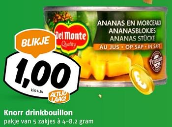 Aanbiedingen Del monte ananasblokjes op sap - Del Monte - Geldig van 11/09/2023 tot 17/09/2023 bij Poiesz