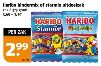 Aanbiedingen Haribo kindermix of starmix uitdeelzak - Haribo - Geldig van 11/09/2023 tot 17/09/2023 bij Poiesz