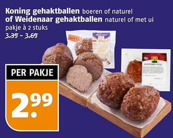 Aanbiedingen Koning gehaktballen of weidenaar gehaktballen - Huismerk Poiesz - Geldig van 11/09/2023 tot 17/09/2023 bij Poiesz