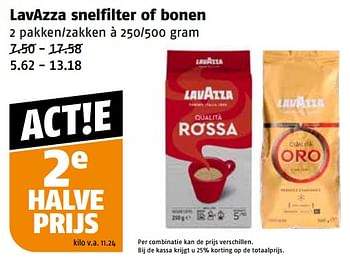Aanbiedingen Lavazza snelfilter of bonen - Lavazza - Geldig van 11/09/2023 tot 17/09/2023 bij Poiesz