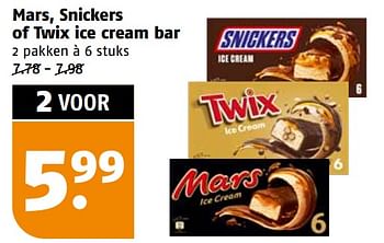 Aanbiedingen Mars, snickers of twix ice cream bar - Huismerk Poiesz - Geldig van 11/09/2023 tot 17/09/2023 bij Poiesz