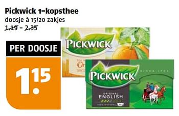 Aanbiedingen Pickwick 1-kopsthee - Pickwick - Geldig van 11/09/2023 tot 17/09/2023 bij Poiesz