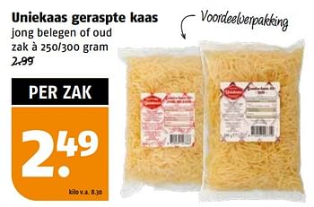Aanbiedingen Uniekaas geraspte kaas - Uniekaas - Geldig van 11/09/2023 tot 17/09/2023 bij Poiesz