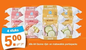Aanbiedingen Alle ah dunne rijst- en maïswafels portiepacks - Huismerk - Albert Heijn - Geldig van 11/09/2023 tot 17/09/2023 bij Albert Heijn