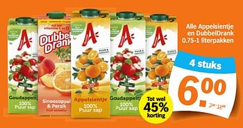 Aanbiedingen Alle appelsientje en dubbeldrank - Huismerk - Albert Heijn - Geldig van 11/09/2023 tot 17/09/2023 bij Albert Heijn