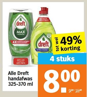 Aanbiedingen Alle dreft handafwas - Dreft - Geldig van 11/09/2023 tot 17/09/2023 bij Albert Heijn