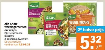 Aanbiedingen Knorr wereldgerechten mexicaanse burrito`s - Knorr - Geldig van 11/09/2023 tot 17/09/2023 bij Albert Heijn