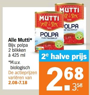 Aanbiedingen Mutti polpa - Mutti - Geldig van 11/09/2023 tot 17/09/2023 bij Albert Heijn