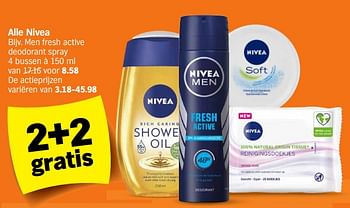 Aanbiedingen Nivea men fresh active deodorant spray - Nivea - Geldig van 11/09/2023 tot 17/09/2023 bij Albert Heijn