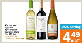 Aanbiedingen Norton collección sauvignon blanc - Witte wijnen - Geldig van 11/09/2023 tot 17/09/2023 bij Albert Heijn