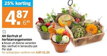 Aanbiedingen Sierfruit in terracotta pot - Huismerk - Albert Heijn - Geldig van 11/09/2023 tot 17/09/2023 bij Albert Heijn