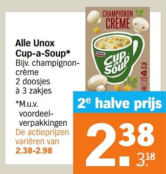 Aanbiedingen Unox cup-a-soup champignoncrème - Unox - Geldig van 11/09/2023 tot 17/09/2023 bij Albert Heijn
