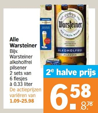 Aanbiedingen Warsteiner alkoholfrei pilsener - Warsteiner - Geldig van 11/09/2023 tot 17/09/2023 bij Albert Heijn