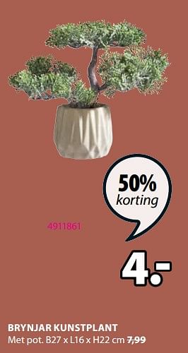 Aanbiedingen Brynjar kunstplant - Huismerk - Jysk - Geldig van 11/09/2023 tot 24/09/2023 bij Jysk