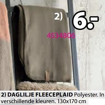 Aanbiedingen Daglilje fleeceplaid - Huismerk - Jysk - Geldig van 11/09/2023 tot 24/09/2023 bij Jysk