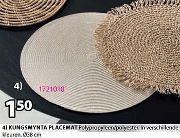 Aanbiedingen Kungsmynta placemat - Huismerk - Jysk - Geldig van 11/09/2023 tot 24/09/2023 bij Jysk