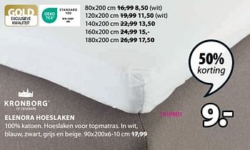 Aanbiedingen Elenora hoeslaken - Kronborg - Geldig van 11/09/2023 tot 24/09/2023 bij Jysk