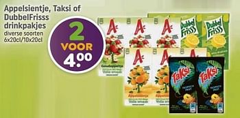 Aanbiedingen Appelsientje, taksi of dubbelfrisss drinkpakjes - Huismerk - Dagwinkel - Geldig van 04/09/2023 tot 17/09/2023 bij Dagwinkel