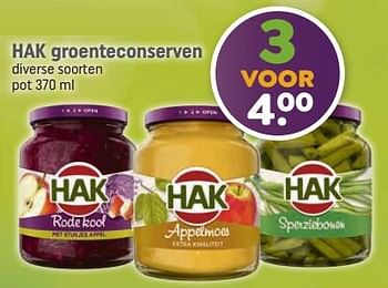 Aanbiedingen Hak groenteconserven - Hak - Geldig van 04/09/2023 tot 17/09/2023 bij Dagwinkel