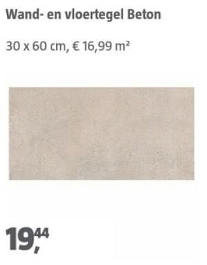 Aanbiedingen Wand- en vloertegel beton - Huismerk - Bauhaus - Geldig van 04/09/2023 tot 17/09/2023 bij Bauhaus