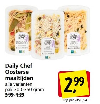 Aanbiedingen Daily chef oosterse maaltijden - Daily chef - Geldig van 11/09/2023 tot 17/09/2023 bij Jan Linders