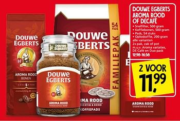 Aanbiedingen Douwe egberts aroma rood of decafé - Douwe Egberts - Geldig van 11/09/2023 tot 17/09/2023 bij Jan Linders