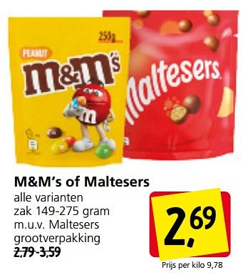 Aanbiedingen M+m’s of maltesers - Huismerk - Jan Linders - Geldig van 11/09/2023 tot 17/09/2023 bij Jan Linders