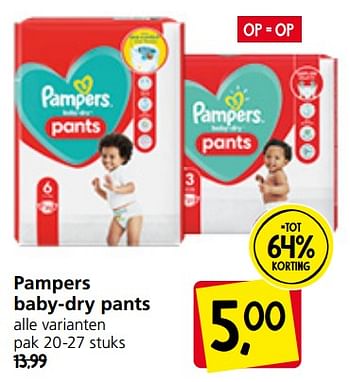 Aanbiedingen Pampers baby-dry pants - Pampers - Geldig van 11/09/2023 tot 17/09/2023 bij Jan Linders