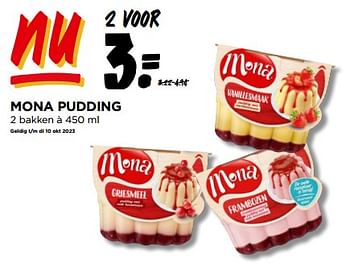 Aanbiedingen Mona pudding - Mona - Geldig van 13/09/2023 tot 19/09/2023 bij Jumbo Supermarkten