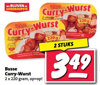 Aanbiedingen Busse curry-wurst - Busse - Geldig van 11/09/2023 tot 17/09/2023 bij Nettorama