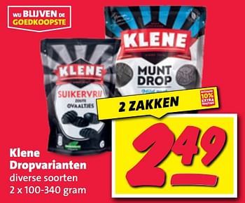 Aanbiedingen Klene dropvarianten - Klene - Geldig van 11/09/2023 tot 17/09/2023 bij Nettorama