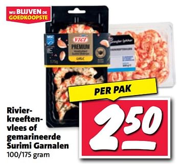 Aanbiedingen Rivierkreeftenvlees of gemarineerde surimi garnalen - Huismerk - Nettorama - Geldig van 11/09/2023 tot 17/09/2023 bij Nettorama