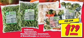 Aanbiedingen Snijbonen, sperziebonen, bloemkoolroosjes, groentemix, of broccoliroosjes - Huismerk - Nettorama - Geldig van 11/09/2023 tot 17/09/2023 bij Nettorama