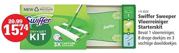 Aanbiedingen Swiffer sweeper vloerreiniger starterskit - Swiffer - Geldig van 04/09/2023 tot 18/09/2023 bij Marskramer