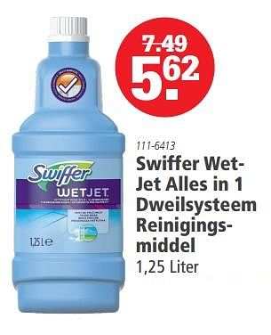 Aanbiedingen Swiffer wetjet alles in 1 dweilsysteem reinigingsmiddel - Swiffer - Geldig van 04/09/2023 tot 18/09/2023 bij Marskramer