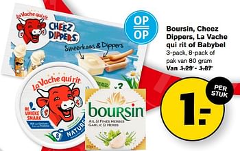 Aanbiedingen Boursin, cheez dippers, la vache qui rit of babybel - Huismerk - Hoogvliet - Geldig van 13/09/2023 tot 19/09/2023 bij Hoogvliet