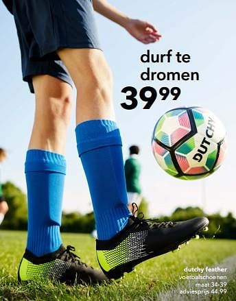 Aanbiedingen Dutchy feather voetbalschoenen - Dutchy - Geldig van 01/09/2023 tot 01/10/2023 bij Scapino